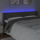 sengegavl med LED-lys 163x16x78/88 cm fløjl mørkegrå