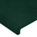 sengegavl med LED-lys 163x16x78/88 cm fløjl mørkegrøn
