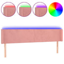 sengegavl med LED-lys 163x16x78/88 cm fløjl lyserød
