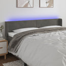 sengegavl med LED-lys 183x16x78/88 cm fløjl mørkegrå