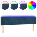 sengegavl med LED-lys 183x16x78/88 cm fløjl mørkeblå