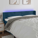 sengegavl med LED-lys 183x16x78/88 cm fløjl mørkeblå