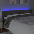 sengegavl med LED-lys 203x16x78/88 cm fløjl mørkegrå