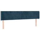sengegavl med LED-lys 203x16x78/88 cm fløjl mørkeblå