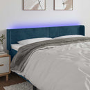 sengegavl med LED-lys 203x16x78/88 cm fløjl mørkeblå