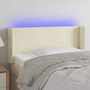 sengegavl med LED-lys 103x16x78/88 cm kunstlæder cremefarvet