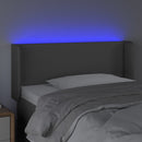sengegavl med LED-lys 103x16x78/88 cm kunstlæder grå