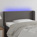 sengegavl med LED-lys 103x16x78/88 cm kunstlæder grå