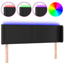 sengegavl med LED-lys 147x16x78/88 cm kunstlæder sort