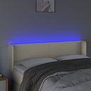 sengegavl med LED-lys 147x16x78/88 cm kunstlæder cremefarvet
