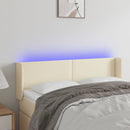 sengegavl med LED-lys 147x16x78/88 cm kunstlæder cremefarvet