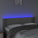 sengegavl med LED-lys 147x16x78/88 cm kunstlæder grå