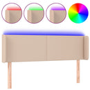 sengegavl med LED-lys 147x16x78/88cm kunstlæder cappuccino
