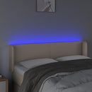 sengegavl med LED-lys 147x16x78/88cm kunstlæder cappuccino