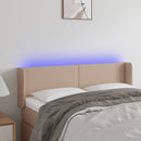 sengegavl med LED-lys 147x16x78/88cm kunstlæder cappuccino