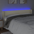 sengegavl med LED-lys 163x16x78/88 cm kunstlæder cremefarvet