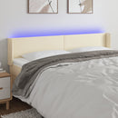 sengegavl med LED-lys 163x16x78/88 cm kunstlæder cremefarvet
