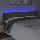 sengegavl med LED-lys 163x16x78/88 cm kunstlæder grå