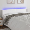sengegavl med LED-lys 183x16x78/88 cm kunstlæder hvid