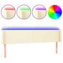 sengegavl med LED-lys 183x16x78/88 cm kunstlæder cremefarvet
