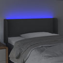 sengegavl med LED-lys 83x16x78/88 cm stof mørkegrå