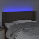 sengegavl med LED-lys 93x16x78/88 cm stof gråbrun