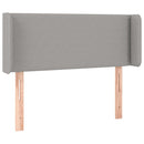sengegavl med LED-lys 103x16x78/88 cm stof lysegrå