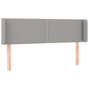 sengegavl med LED-lys 147x16x78/88 cm stof lysegrå