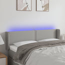 sengegavl med LED-lys 147x16x78/88 cm stof lysegrå