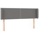 sengegavl med LED-lys 147x16x78/88 cm stof mørkegrå
