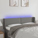 sengegavl med LED-lys 147x16x78/88 cm stof mørkegrå