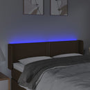 sengegavl med LED-lys 147x16x78/88 cm stof mørkebrun
