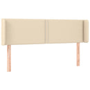 sengegavl med LED-lys 147x16x78/88 cm stof cremefarvet