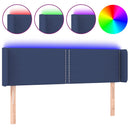 sengegavl med LED-lys 147x16x78/88 cm stof blå