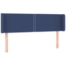 sengegavl med LED-lys 147x16x78/88 cm stof blå