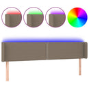 sengegavl med LED-lys 183x16x78/88 cm stof gråbrun