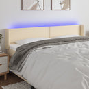 sengegavl med LED-lys 183x16x78/88 cm stof cremefarvet