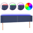 sengegavl med LED-lys 183x16x78/88 cm stof blå