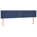sengegavl med LED-lys 183x16x78/88 cm stof blå