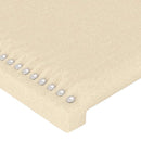 sengegavl med LED-lys 203x16x78/88 cm stof cremefarvet