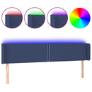 sengegavl med LED-lys 203x16x78/88 cm stof blå