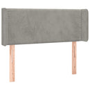 sengegavl med LED-lys 93x16x78/88 cm fløjl lysegrå