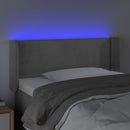 sengegavl med LED-lys 103x16x78/88 cm fløjl lysegrå