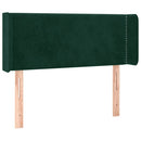 sengegavl med LED-lys 103x16x78/88 cm fløjl mørkegrøn