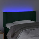 sengegavl med LED-lys 103x16x78/88 cm fløjl mørkegrøn