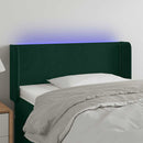 sengegavl med LED-lys 103x16x78/88 cm fløjl mørkegrøn