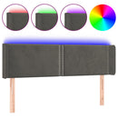 sengegavl med LED-lys 147x16x78/88 cm fløjl mørkegrå