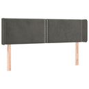 sengegavl med LED-lys 147x16x78/88 cm fløjl mørkegrå