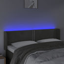 sengegavl med LED-lys 147x16x78/88 cm fløjl mørkegrå