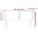 sengegavl med LED-lys 147x16x78/88 cm fløjl mørkegrå